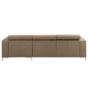 Ecksofa Graide I Echtleder - Taupe - Longchair davorstehend rechts - Keine Funktion