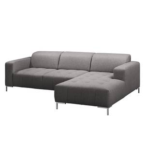 Ecksofa Graide II Strukturstoff - Dunkelgrau - Longchair davorstehend rechts - Keine Funktion