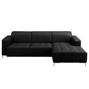 Ecksofa Graide I Echtleder - Schwarz - Longchair davorstehend rechts - Relaxfunktion