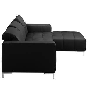 Ecksofa Graide I Echtleder - Schwarz - Longchair davorstehend rechts - Relaxfunktion