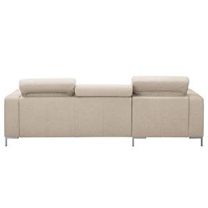 Ecksofa Graide II Strukturstoff - Warmes Beige - Longchair davorstehend links - Elektrisch verstellbar: 1 Motor mit Kabel