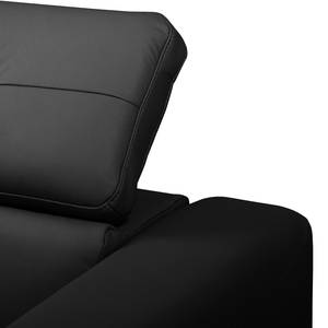 Ecksofa Lucena Echtleder - Schwarz - Longchair davorstehend links - Keine Funktion