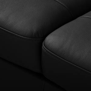 Canapé d’angle Lucena Cuir véritable - Noir - Méridienne courte à gauche (vue de face) - Sans fonction