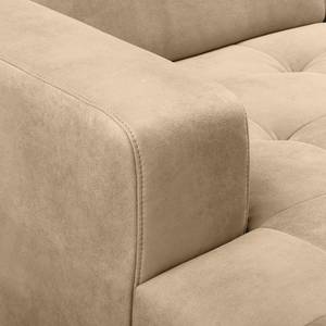 Ecksofa Graide III Antiklederlook - Beige - Longchair davorstehend links - Elektrisch verstellbar: 1 Motor mit Kabel