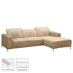 Ecksofa Graide III Antiklederlook - Beige - Longchair davorstehend rechts - Elektrisch verstellbar: 1 Motor mit Kabel