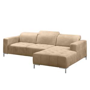 Ecksofa Graide III Antiklederlook - Beige - Longchair davorstehend rechts - Elektrisch verstellbar: 1 Motor mit Kabel