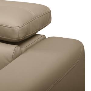 Ecksofa Lucena Echtleder - Taupe - Longchair davorstehend rechts - Schlaffunktion - Bettkasten