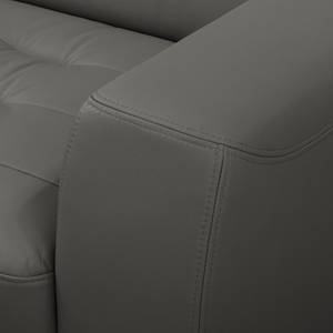 Canapé d’angle Lucena Cuir véritable - Gris - Méridienne courte à gauche (vue de face) - Sans fonction