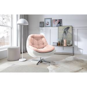 Fauteuil Roxana kunstleer/geweven stof - Wit/roze