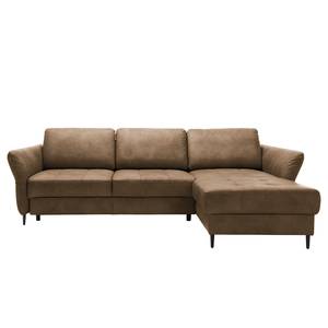 Ecksofa Varvara Antiklederlook - Braun - Longchair davorstehend rechts - Keine Funktion