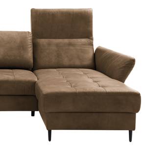 Ecksofa Varvara Antiklederlook - Braun - Longchair davorstehend rechts - Keine Funktion