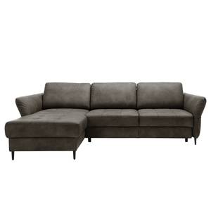 Ecksofa Varvara Antiklederlook - Dunkelgrau - Longchair davorstehend links - Keine Funktion