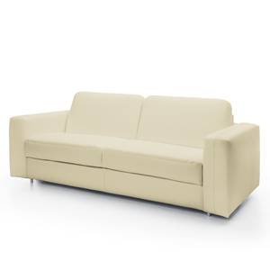 Canapé convertible Blayney Cuir véritable - Blanc - Largeur : 201 cm