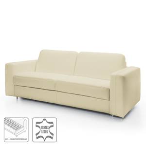 Canapé convertible Blayney Cuir véritable - Blanc - Largeur : 201 cm