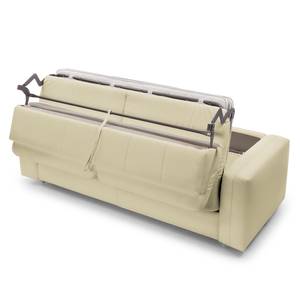 Canapé convertible Blayney Cuir véritable - Blanc - Largeur : 201 cm