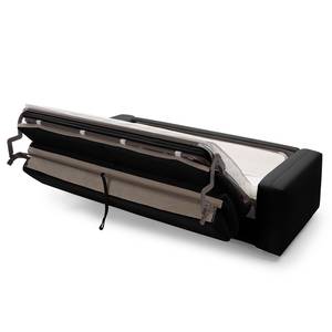 Canapé convertible Blayney Cuir véritable - Noir - Largeur : 221 cm