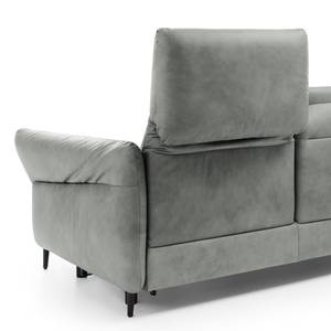 Ecksofa Varvara Antiklederlook - Grau - Longchair davorstehend links - Schlaffunktion - Bettkasten