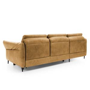 Ecksofa Varvara Antiklederlook - Hellbraun - Longchair davorstehend links - Schlaffunktion - Bettkasten