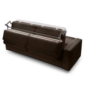 Canapé convertible Blayney Cuir véritable - Marron foncé - Largeur : 181 cm