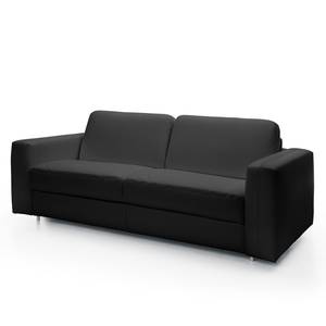 Schlafsofa Blayney Echtleder - Schwarz - Breite: 181 cm