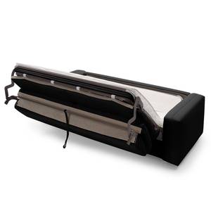 Canapé convertible Blayney Cuir véritable - Noir - Largeur : 181 cm