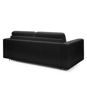 Schlafsofa Blayney mit Matratze Echtleder - Schwarz - Breite: 181 cm