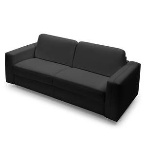 Canapé convertible Blayney Cuir véritable - Noir - Largeur : 181 cm