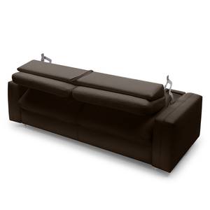 Schlafsofa Blayney mit Matratze Echtleder - Dunkelbraun - Breite: 221 cm