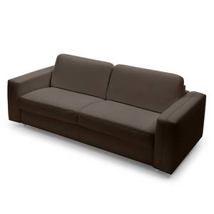 Canapé convertible Blayney Cuir véritable - Marron foncé - Largeur : 221 cm