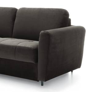 Canapé convertible Leopoldina Velours - Gris foncé - Largeur : 209 cm