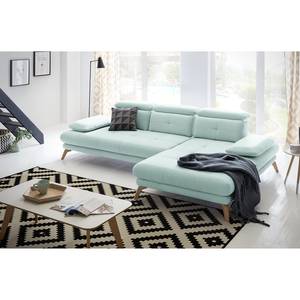 Ecksofa Boddington Microfaser - Stahlblau - Longchair davorstehend rechts