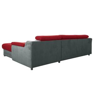 Ecksofa Oliveira Strukturstoff / Microfaser - Grau / Rot - Longchair davorstehend rechts - Keine Funktion