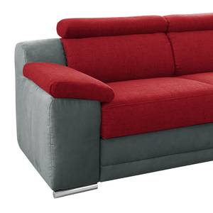 Ecksofa Oliveira Strukturstoff / Microfaser - Grau / Rot - Longchair davorstehend rechts - Keine Funktion