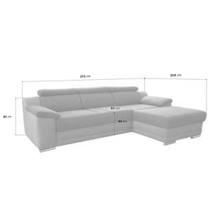 Ecksofa Oliveira Strukturstoff / Microfaser - Grau / Rot - Longchair davorstehend rechts - Keine Funktion