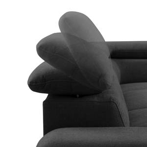 Canapé d’angle Glenaire I Tissu structuré - Noir - Méridienne longue à droite (vue de face) - Fonction couchage (utilisation régulière)