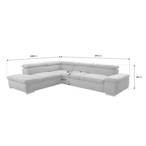 Canapé d’angle Glenaire I Tissu structuré - Gris clair - Méridienne longue à gauche (vue de face) - Fonction couchage (utilisation régulière)