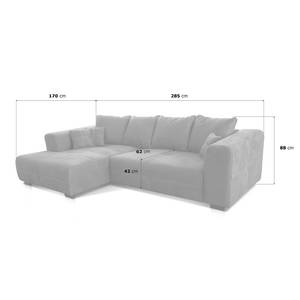 Ecksofa Modave Antiklederlook - Grau - Longchair davorstehend links