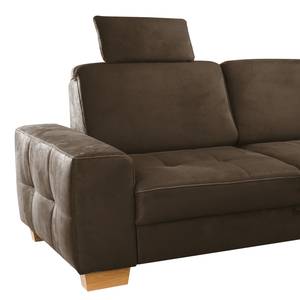 Ecksofa Manilla II Antiklederlook - Dunkelbraun - Longchair davorstehend rechts - Schlaffunktion für dauerhafte Nutzung