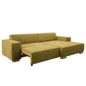 Ecksofa Belair Microfaser - Pistaziengrün - Longchair davorstehend rechts - Schlaffunktion für dauerhafte Nutzung