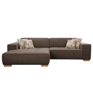 Ecksofa Belair Microfaser - Taupe - Longchair davorstehend links - Schlaffunktion für dauerhafte Nutzung