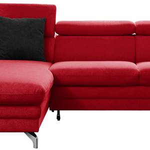 Canapé d’angle Analandia I Tissu structuré - Rouge - Méridienne courte à gauche (vue de face) - Fonction couchage (utilisation régulière) - Coffre de lit