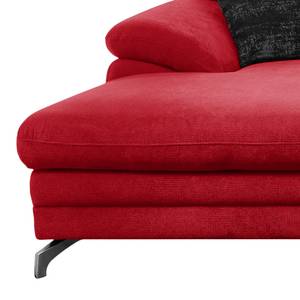 Ecksofa Analandia I Strukturstoff - Rot - Longchair davorstehend links - Schlaffunktion für dauerhafte Nutzung - Bettkasten