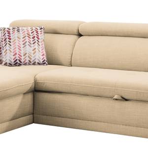 Ecksofa Sulina I Webstoff - Warmes Beige - Longchair davorstehend links