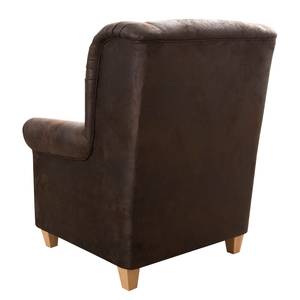 Fauteuil Bergère Carine IV Aspect cuir vieilli - Marron foncé