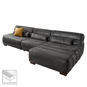 Ecksofa Weegena Antiklederlook - Schwarz - Longchair davorstehend rechts