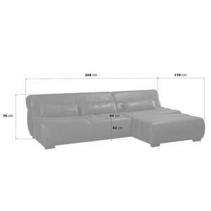 Ecksofa Weegena Antiklederlook - Schwarz - Longchair davorstehend rechts