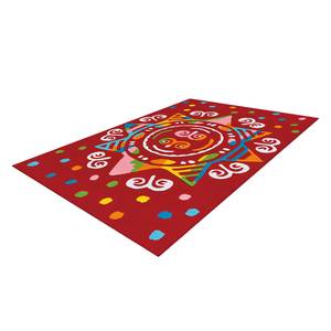 Tapis enfant Glowy Mandala Fibres synthétiques - Rouge / Multicolore