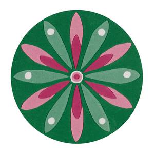 Tapis enfant Joy Spirit I Fibres synthétiques - Vert foncé / Rose vif - Diamètre : 100 cm