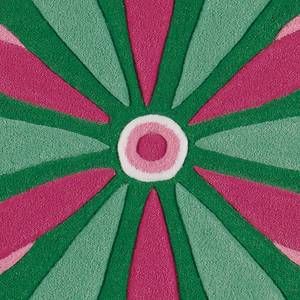 Kinderteppich Joy Spirit I Kunstfaser - Dunkelgrün / Pink - Durchmesser: 130 cm