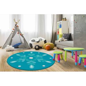 Kindervloerkleed Joy Mandala I kunstvezels - petrolblauw - Diameter: 130 cm